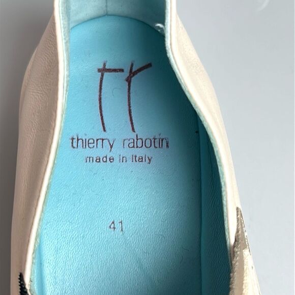 Thierry Rabotin Abra Mary Jane Shoes Leather low Wedge Off White EUR 41 US 10,5 - Picture 10 of 14